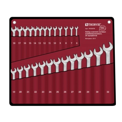 Набор ключей гаечных комбинированных серии ARC, 6-32 мм, 26 предметов Thorvik