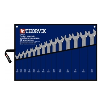 Набор ключей гаечных комбинированных в сумке, 10-32 мм, 14 предметов Thorvik