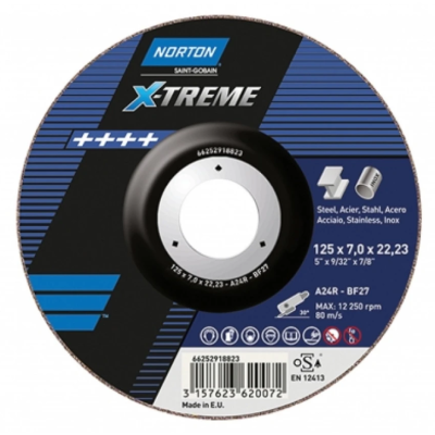 Диск зачистной по металлу и нержавеющей стали norton x-treme long life 125x4.0x22.23