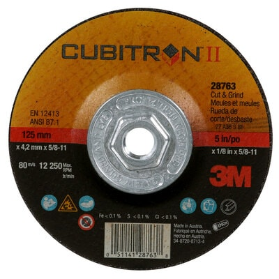 3M™ Cubitron™ II Круг для отрезки и зачистки, T27 180 мм х 4.2 мм х 22 мм, 10 шт./уп.