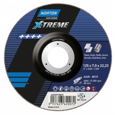 Диск зачистной по металлу и нержавеющей стали norton x-treme long life 230x7.0x22.23