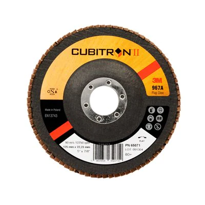 3M™ Cubitron™ II 967A Круг шлифовальный лепестковый торцевой конический, 80+, 125 мм