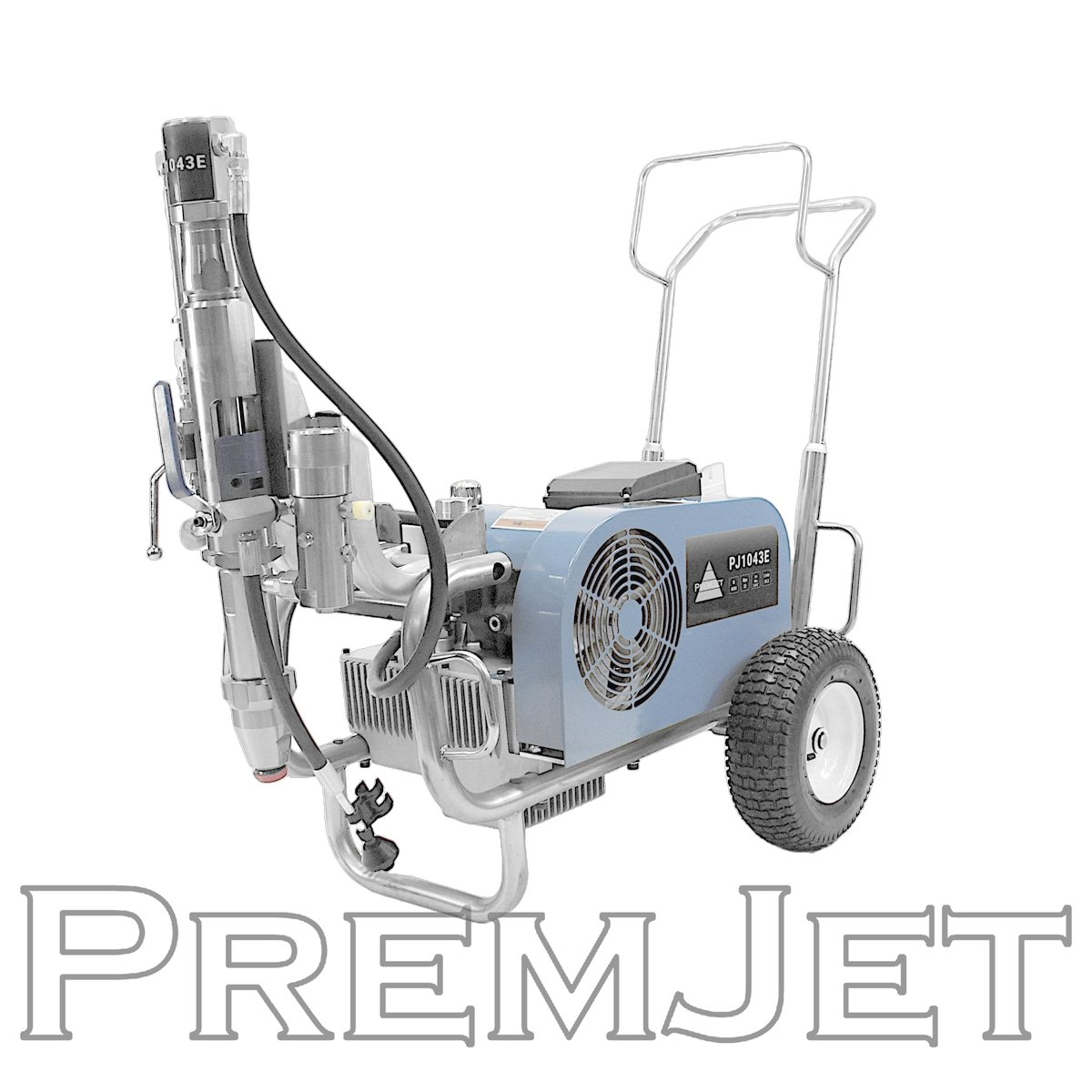 Аппарат окрасочный PJ1043E с электроприводом PremJet (10,0 л/мин, 230 bar, линейный краскопульт, рукав 3/8" L-15м, поводок 1/4" L-2,5м)