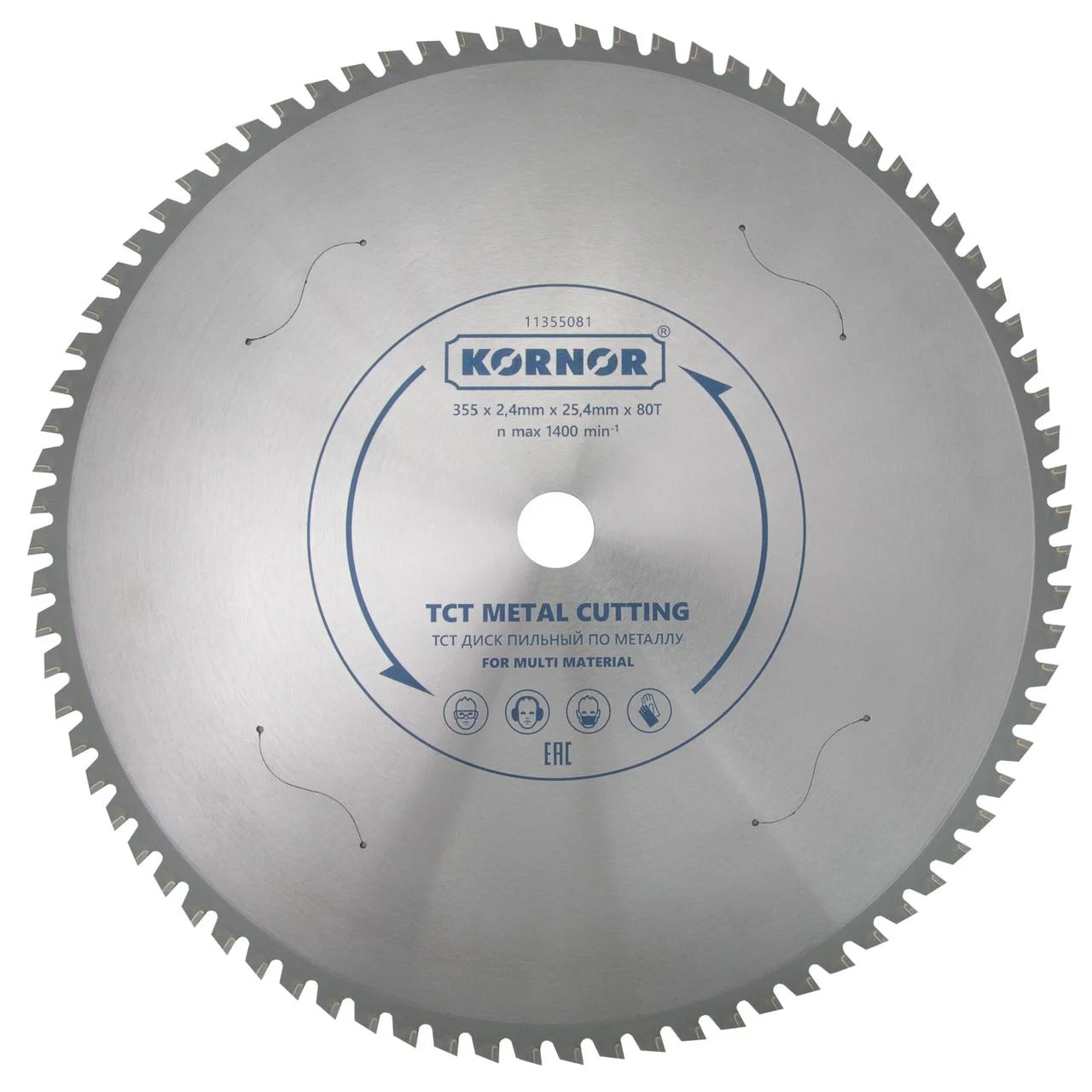 Диск пильный KORNOR TCT мульти-материал 355×2,4×25,4×80 T