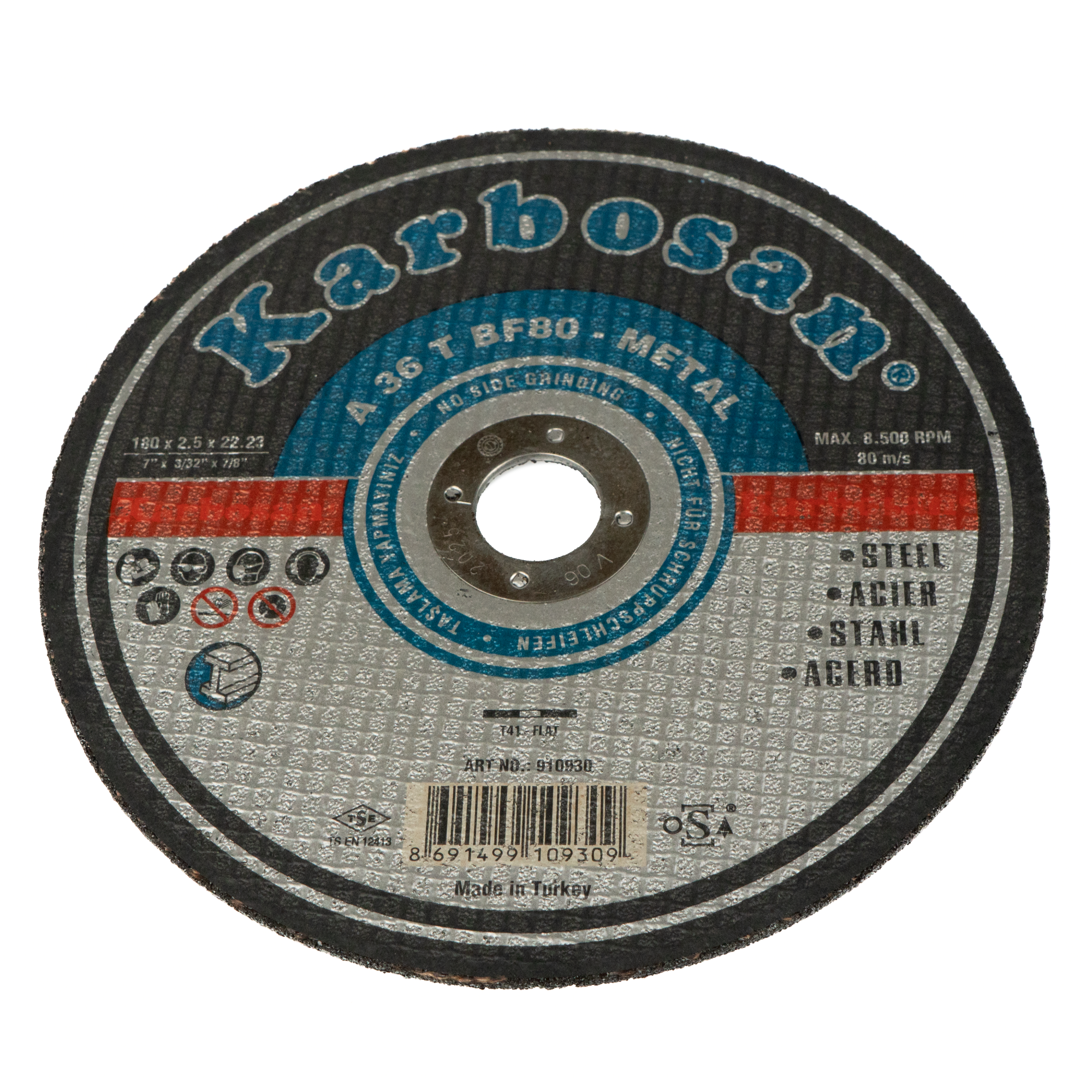Диск отрезной по металлу "Karbosan" (180х2,5х22)