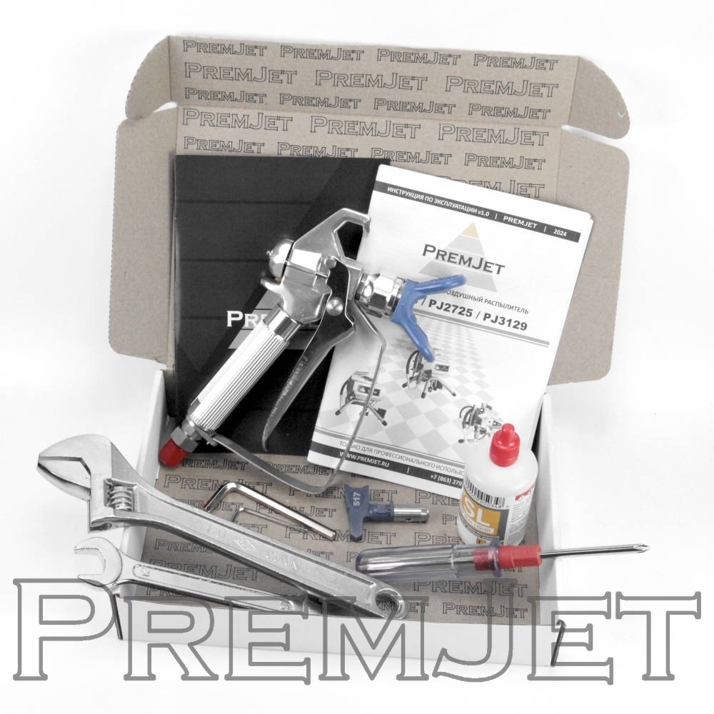 Аппарат окрасочный PJ1919 с электроприводом PremJet (1,9 л/мин, 210 bar, краскопульт/рукав 1/4" L-15м/удлинитель 50см)